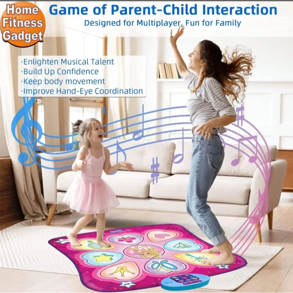 Sunlin Dancing Challenge Playmat LED Lights Music Kids Rhythm Step Dance Game